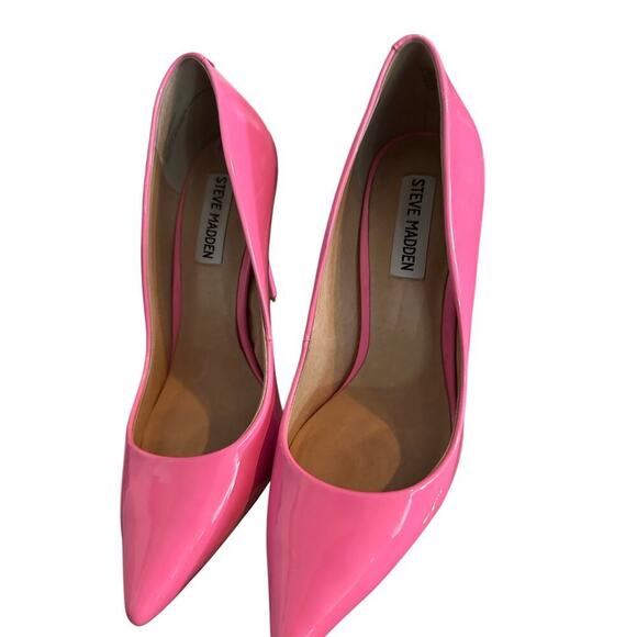 Steve Madden Women's Pink Daisie Patent Leather Heels Size 7.5 Bubblegum Barbie - Picture 8 of 8